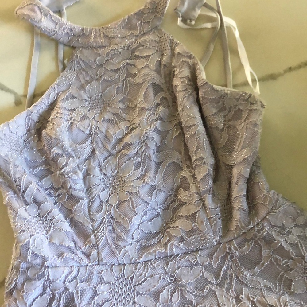 Silver purple prom dress